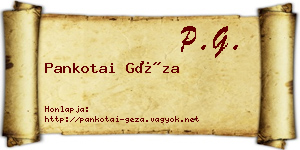 Pankotai Géza névjegykártya